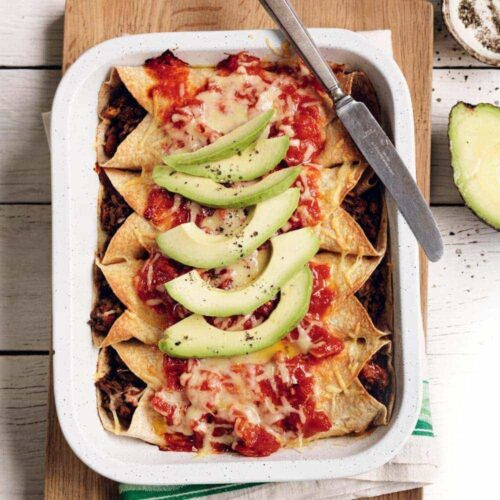 Beef and bean enchiladas