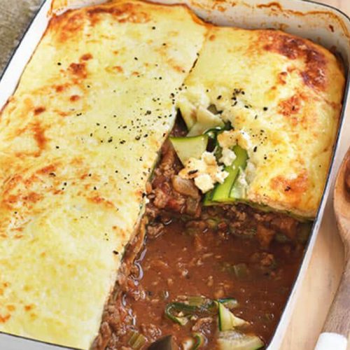 Beef, zucchini and ricotta bake