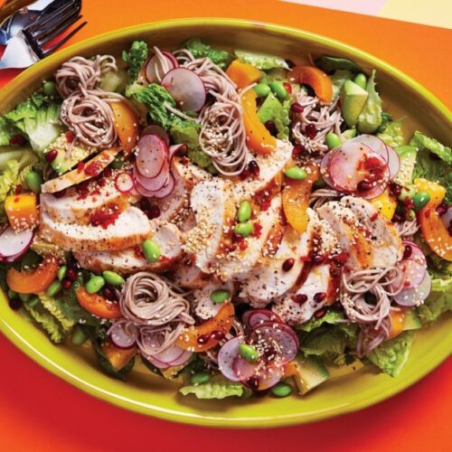 Chicken and apricot salad with lime dressing