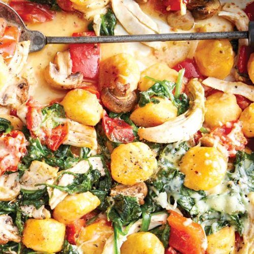 Chicken and pumpkin gnocchi bake