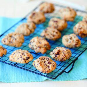 Chocolate chip, cranberry and almond cookies