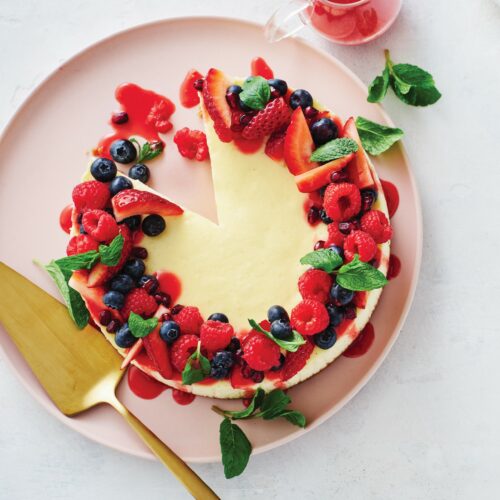 Citrus and berry cheesecake wreath