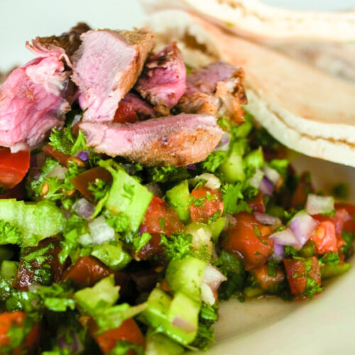 Fast fattoush with lamb