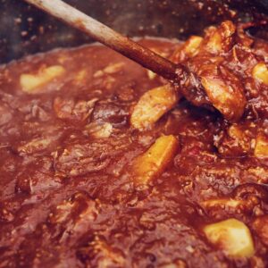 Gumbo with vegetables, coconut and ginger