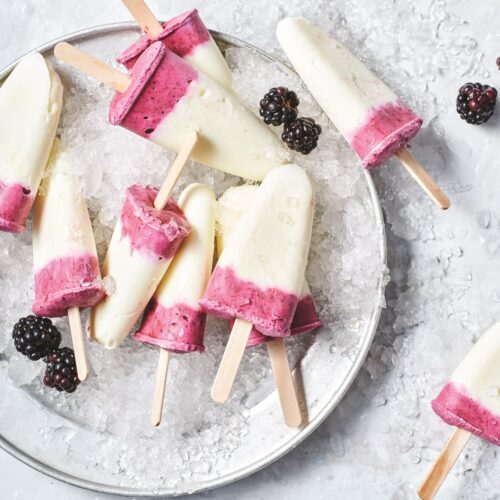 Vanilla and blackberry yoghurt popsicles