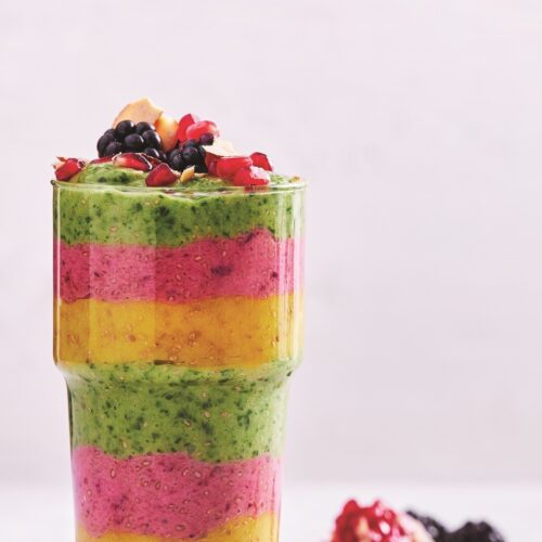 Rainbow chia puddings