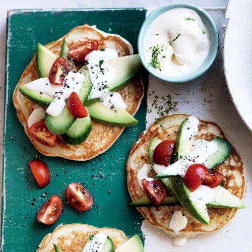 Jalapeño hotcakes with lime sour cream