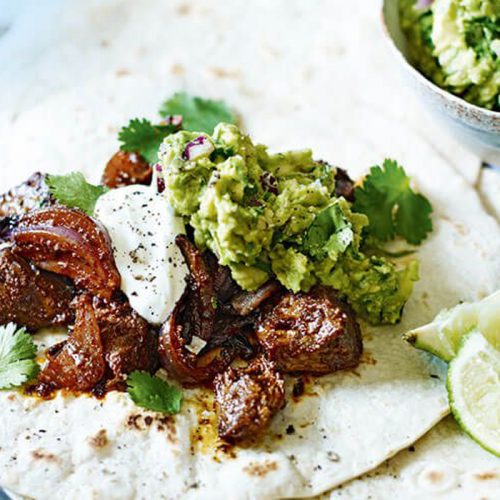 Mexican lamb wraps with guacamole