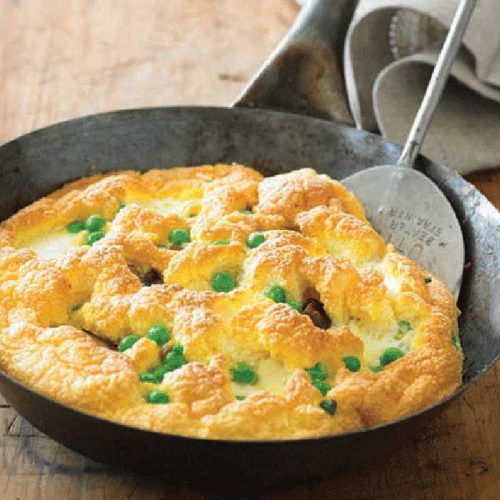 Mushroom, pea and bocconcini omelette