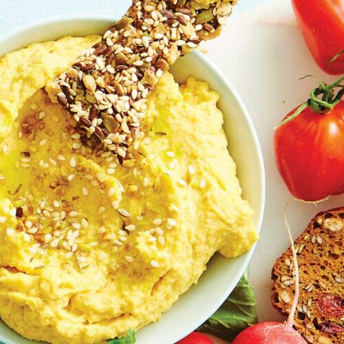 Roasted pumpkin hummus with dukkah