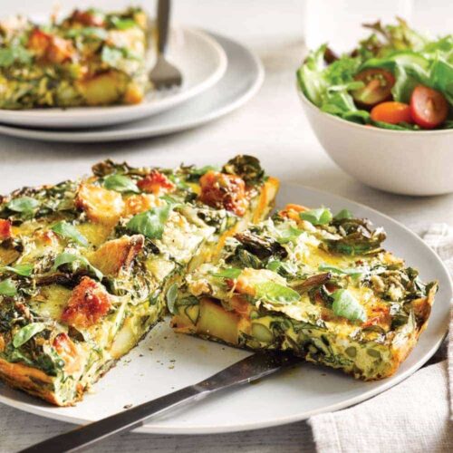 Roasted vegie frittata with summer salad