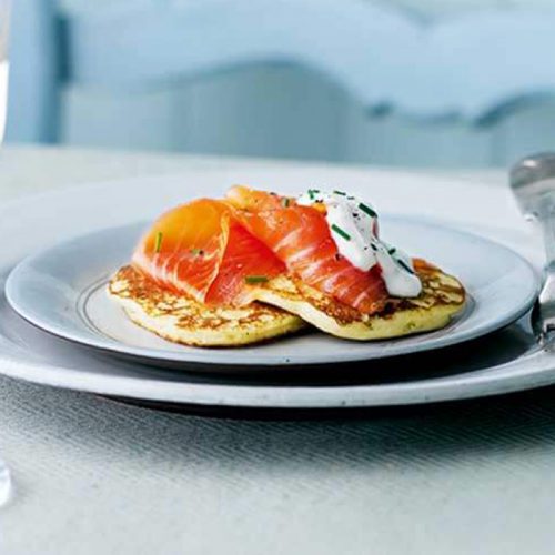 Pancakes with smoked salmon