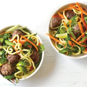 Thai meatball salad and sesame noodles