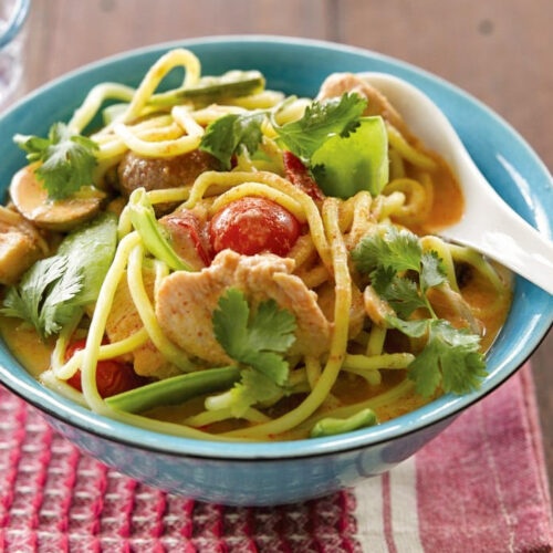 Thai red noodle soup