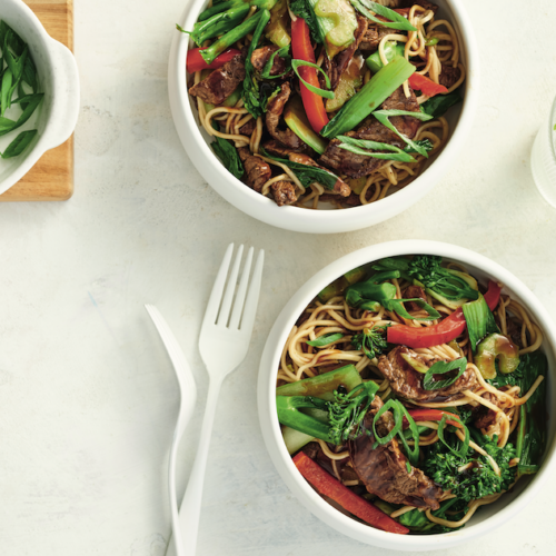 Black bean beef and noodle stir-fry