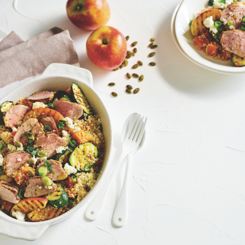 Pork and grilled apple quinoa