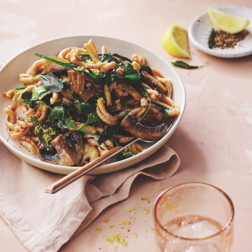 Roasted mushroom and garlic pasta